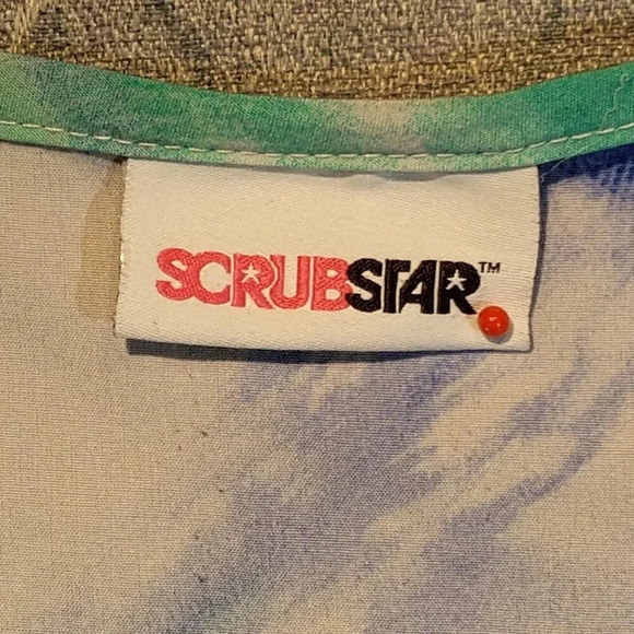 Scrub Star Blue Green Work Tunic Size Large - Picture 6 of 10